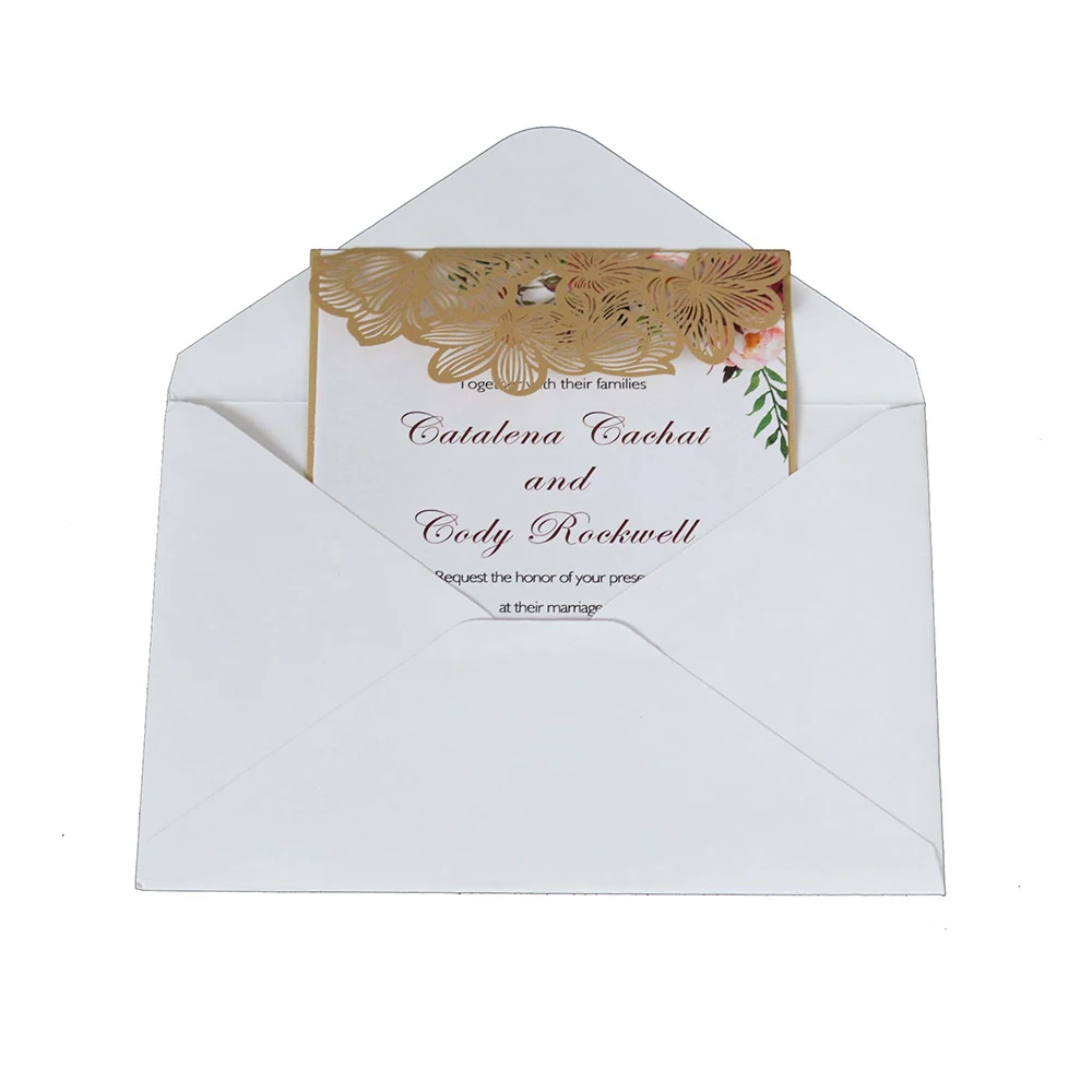  10 set Wedding invitation card included cover and inner page Elegant Laser Cut Greeting Card Party  - 4000294847579