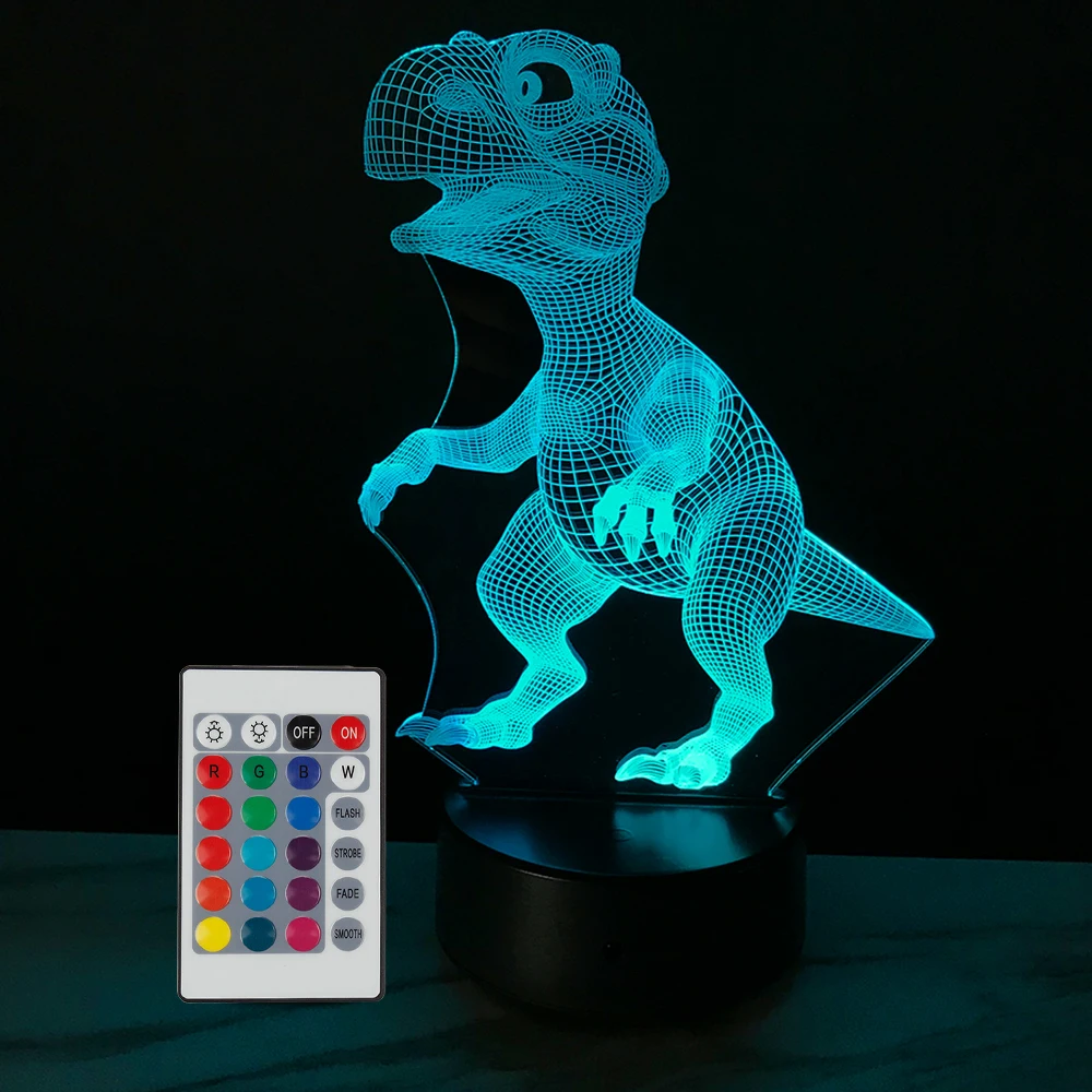 2pcs Car Led Interior Atmosphere Ambient Light 7 Color Led Dinosaur Lamp Car Decoration Night Light Car Accessories