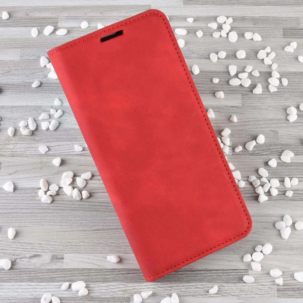 red Для Xiaomi Redmi Note 7S 7 Pro Расширенный удобный на ощупь двойной Магнитный флип-чехол с отделениями для карт с подставкой кожаный чехол-кошелек - Цвет: red
