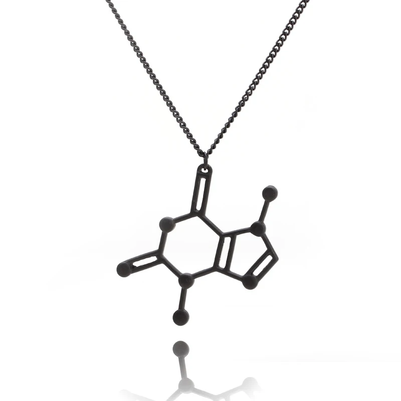 

2020 MENSAZONE New Arrival Caffeine Molecular Necklace Stainless Steel Science Chemical Reaction Pendant Necklace For Women