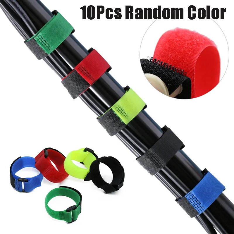 

10Pcs Reusable Fishing Rod Tie Holder Strap Suspenders Fastener Hook Loop Cable Cord Ties Belt Fishing Tackle Box Accessories