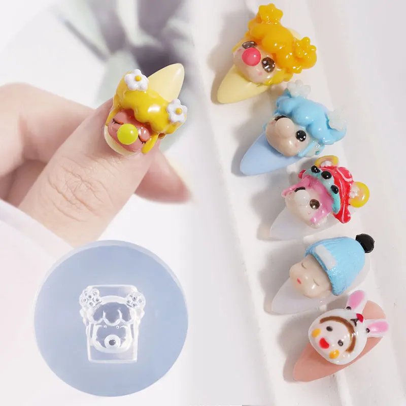 

1PC 3D Cute Cartoon Baby with Hat Silicone Mould Nails Art Template Sleeping Face Carving Mold Stamping Plate Manicure Tools