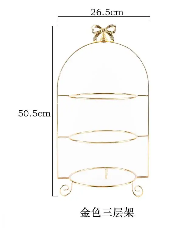 Европейская многослойная десертная подставка для торта, тарелка для десерта, фруктовый поднос, послеобеденный чай, трехъярусная подставка для торта, Европейская многослойная - Цвет: Gold  A