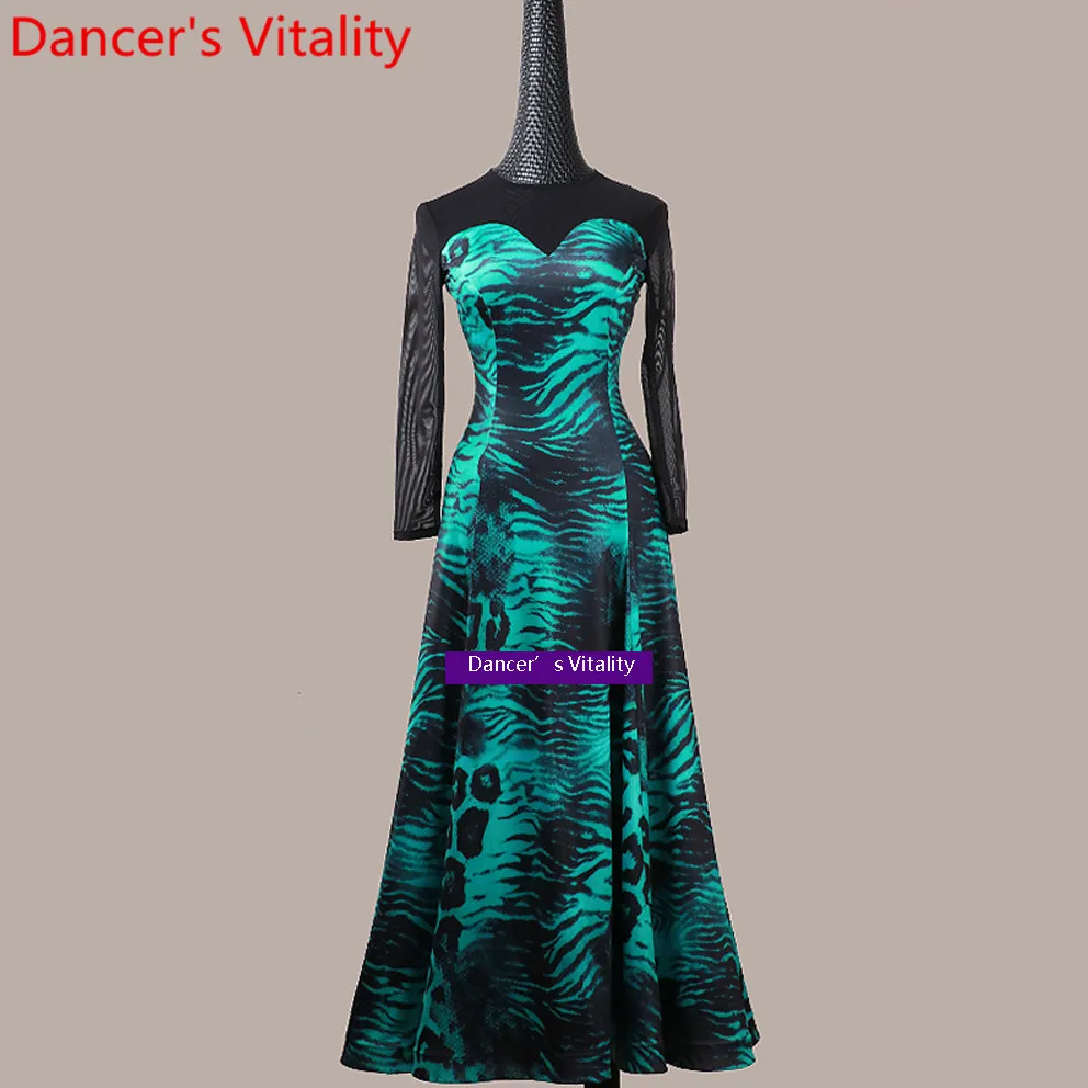 New Modern Ballroom Dance Slim Fit Splicing Milk Fiber Fishtail Dress Waltz National Standard Dance Performance Costume Clothes