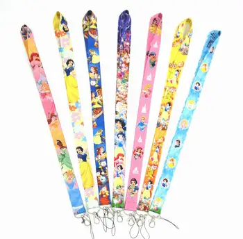 

New Design 1 Piece Cartoon Badge Holder Strap Cute Anime Cartoon Princess Girls ID Card Neck Lanyard Key Chain Strap Phone Strap