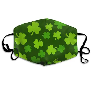 

St. Patrick's Day Lucky Shamrock Washable Reusable Mask, Cotton Anti Dust Half Face Mouth Mask For Kids Teens Men Women With