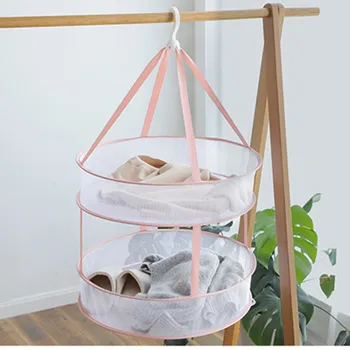 

Clothes Drying Basket Household Sweater Drying Net Windproof Hanging Clothes Drying Net 3 Colors Double-layer Laundry Rack Mesh