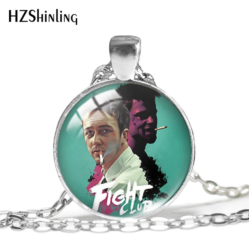 

2019 New Classic Movie Fight Club Pendant Round Handmade Necklace Glass Dome Jewelry Pendants HZ1