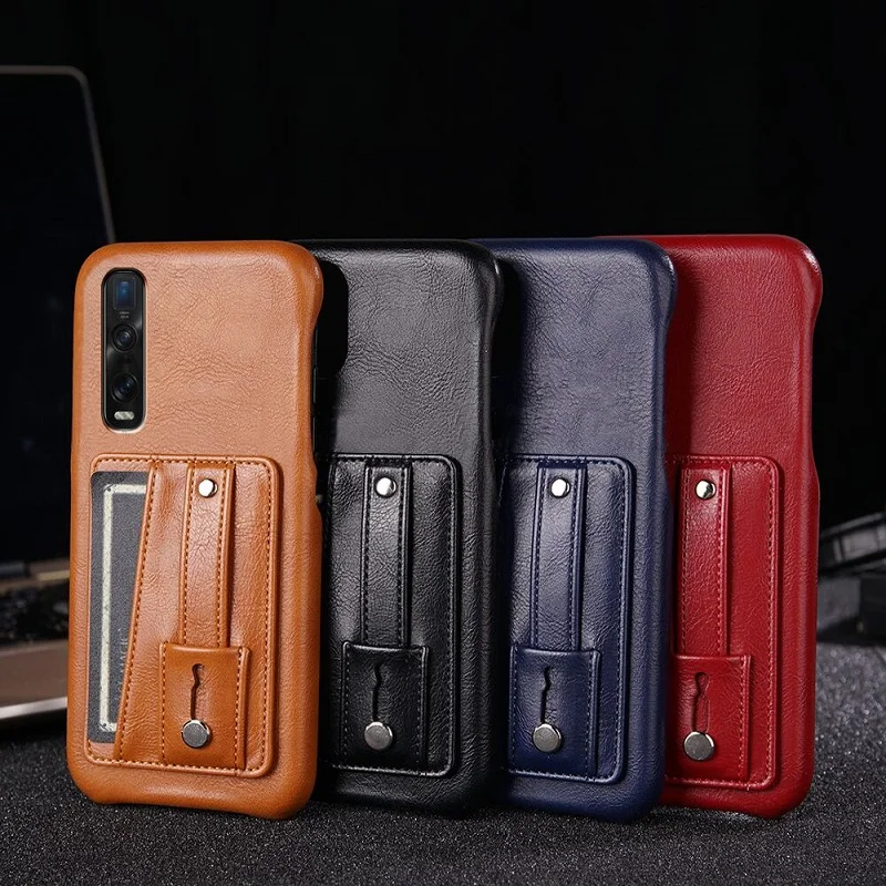 Leather Case For OPPO Find X2 Reno 2 Z 10X 4 Pro Ace 2 Card Slot Back Cover For OPPO A92S A83 A71 A79 Finger Ring Bracket Case