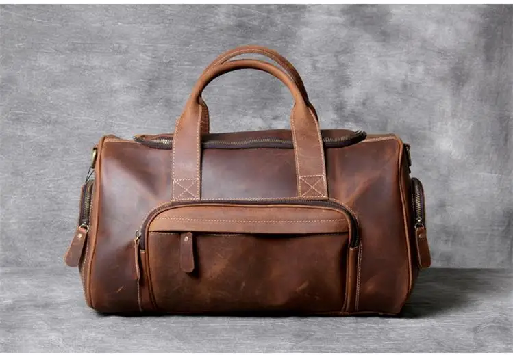 Front Display of Woosir Leather Duffle Bag with Pockets
