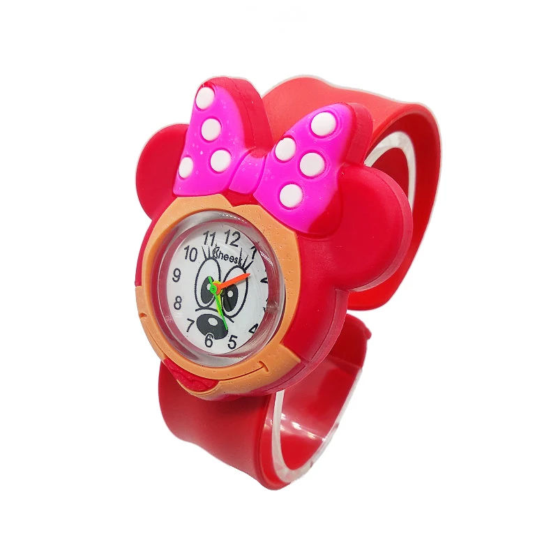 Minnie - Red Детские часы Relogio Infantil, детские часы с мультяшными животными, водонепроницаемые резиновые кварцевые детские часы для девочек и мальчиков, детские часы для малышей - Цвет: Minnie - Red