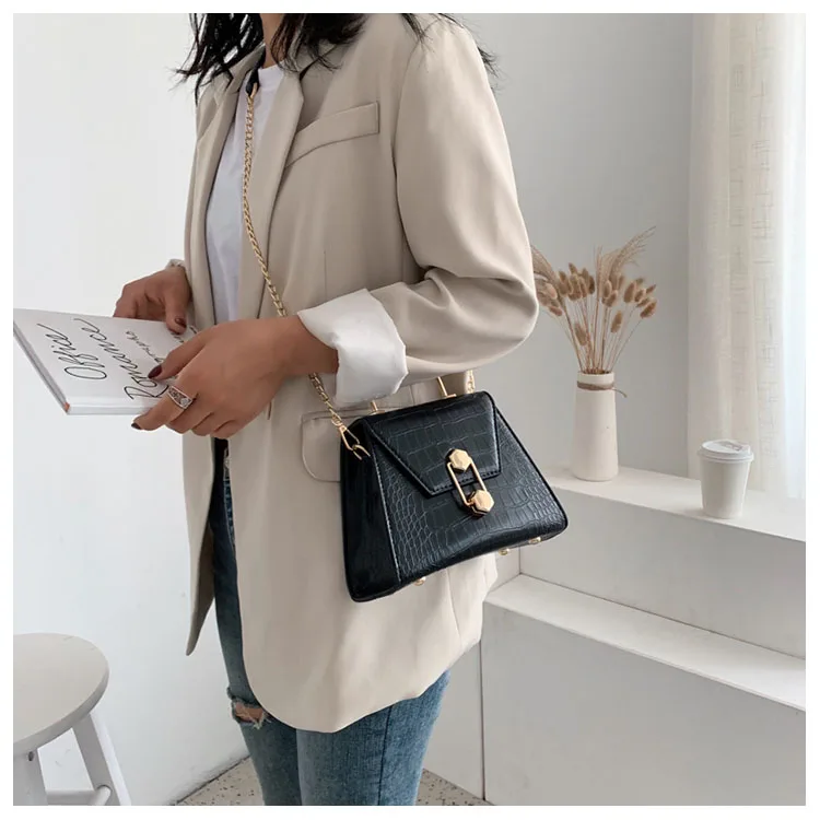 Аллигатор шаблон PU кожаные сумки через плечо для женщин маленькие сумки с металлической ручкой женские сумки через плечо