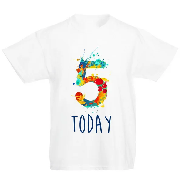 Детская футболка с рисунком номер пять пятое 5 подарок на день рождения топ для