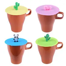 Cactus/Panda Adorn Water Drinking Silicone Anti-dust Bowl Cover Cup Lid Seals Glass Mugs Cap