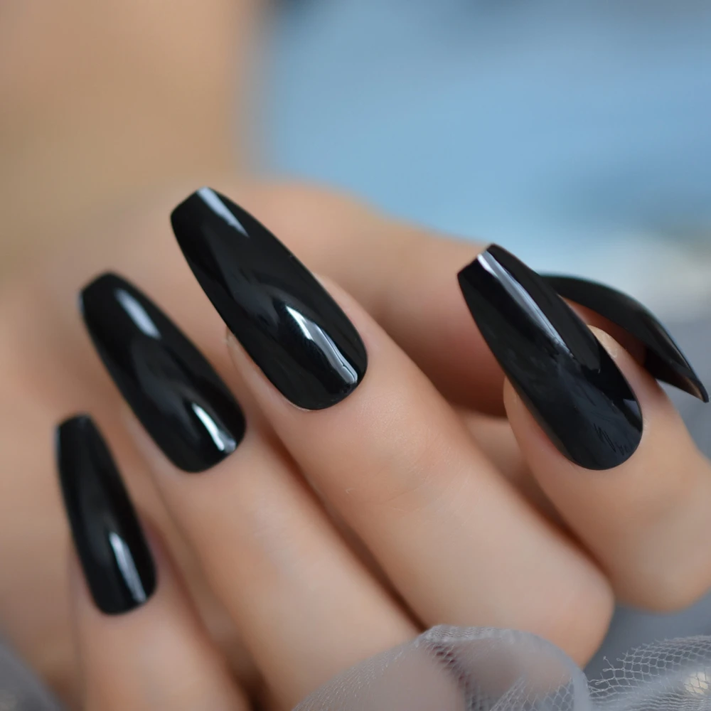 Черные матовые накладные ногти Cool Girl, темный салон, полное покрытие, искусственные накладные ногти, темные, легкие, сделай сам, одноцветные, накладные ногти - Цвет: L5210