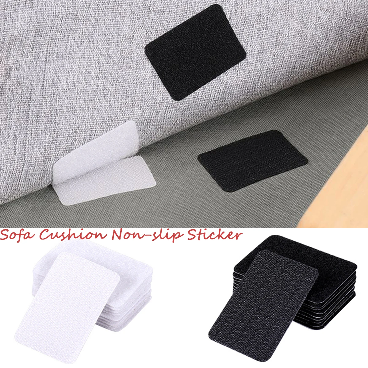 Non Slip Couch Carpet Pads for Keeping Safa Couch Cushions from Sliding 4 Pack LONAGE 15 x 15 cm Heavy Duty Adhesive tape Hook and Loop Tape with Double Sided Sticky Fastener Gripper Mounting Tape