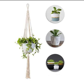 

1PC Simple Pot Holder Macrame Plant Holder hanging Pots Planter Basket Jute Rope Braided Craft Plant Basket Macrame Plant Hang