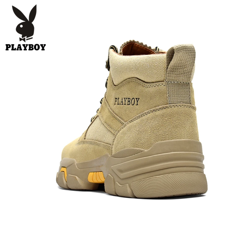 PLAYBOY/Новинка; мужские ботинки из коровьей замши; теплые зимние ботинки; Мужская зимняя повседневная обувь для работы; кроссовки с высоким берцем; резиновые ботильоны