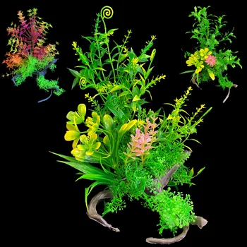 

Decorative Simulated Aquatic Weed Aquarium Accessories Fish Tank Decorations Acuario Tools Aquario Ornaments Plants Wood Base
