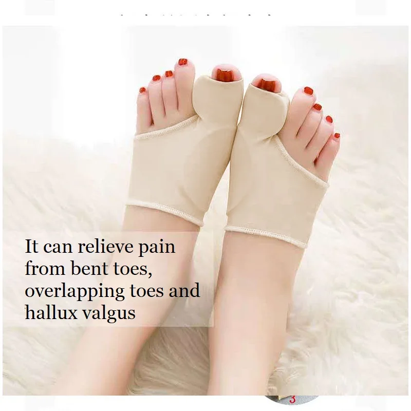 US 2PCS Updated Bunion Corrector Hallux Valgus Pedicure Socks Thumb Toe Separator Big Toe Splint Straightener Protector FeetCare