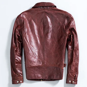 

2020 Genuine Leather Jacket Men Vintage Real Cow Leather Coat Spring Autumn Cowhide Motorcycle Jacket Man KJ2538
