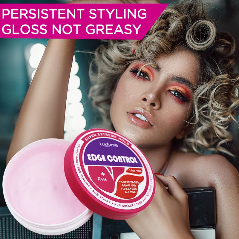 

Hair Wax Cream Edge Control Hair Styling Cream Broken Hair Finishing Anti-Frizz Hair Fixative Gel Rose Flavor 100g TSLM1