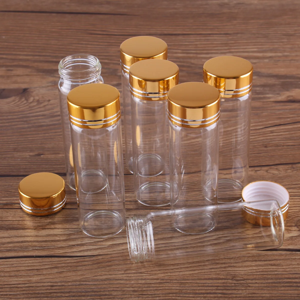 10pcs 16x26mm Tiny Mini Small Clear Bottles Glass Vials 2.0ml 1/2 Dram with Caps 