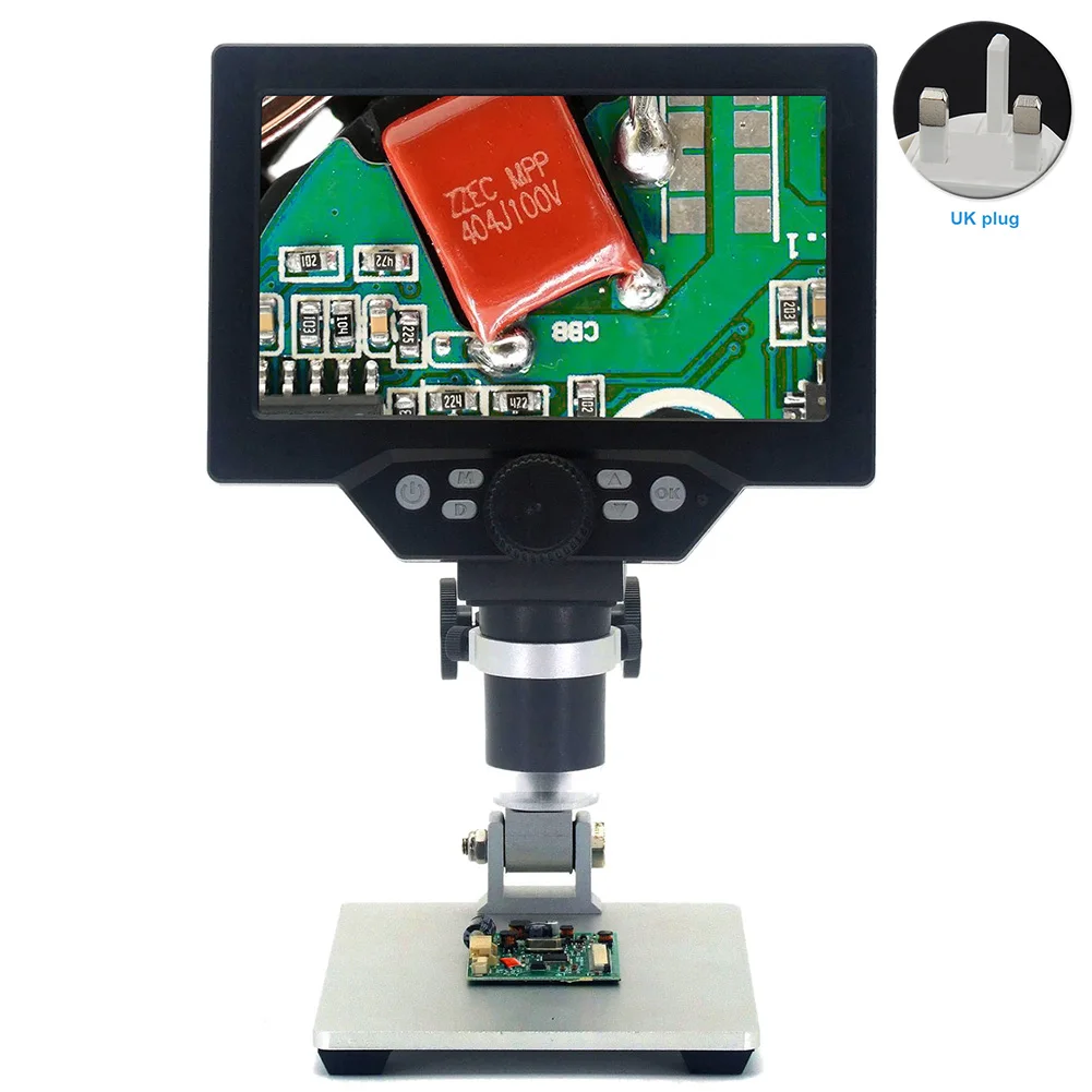 7 дюймов прочный 12MP Регулируемый Цвет Экран Цифровые микроскопы 1200X Алюминий сплав плоской объемной непрерывного усиления HD с переменным фокусным расстоянием