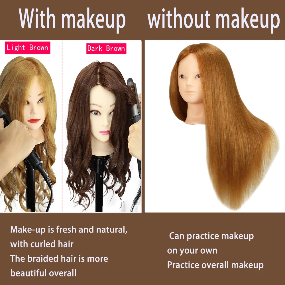 Colourful Doll Head with 85% mixed 60cm human hair For Hairdressers Mannequin Head Hairstyles Hairdressing Styling Training Head - Image 4