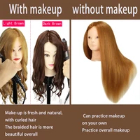 Tête de poupée colorée avec 85% cheveux humains mélangés de 60cm pour coiffeurs tête de Mannequin coiffures tête de formation de coiffure 4