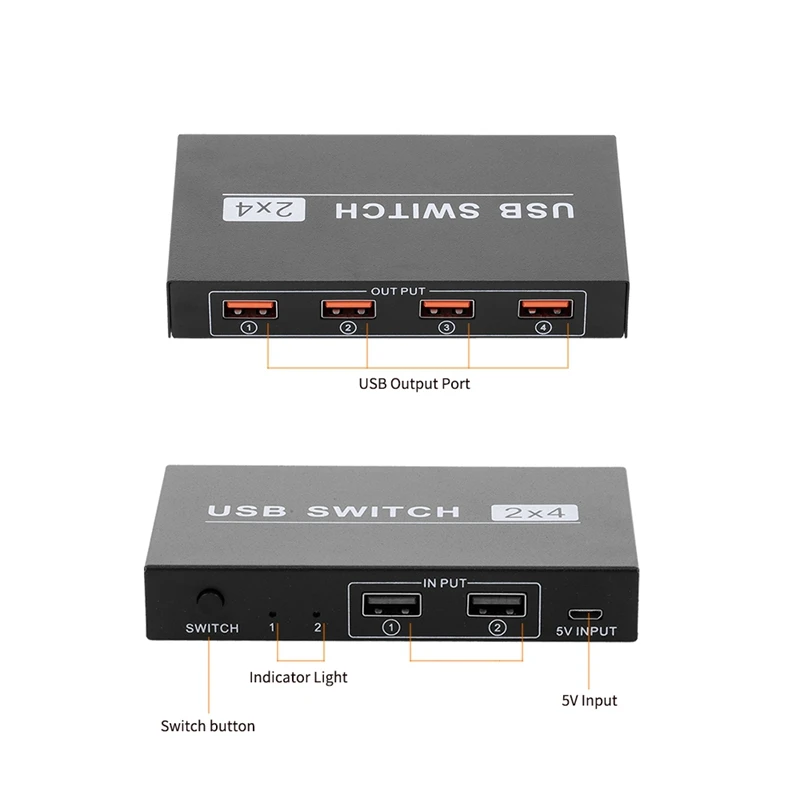 Usb коммутатор 2X4 периферийный коммутатор 2 компьютера обмена 4 Usb устройства Usb2.0 концентратор для мыши/U диск/клавиатура/камера/принтер с 2