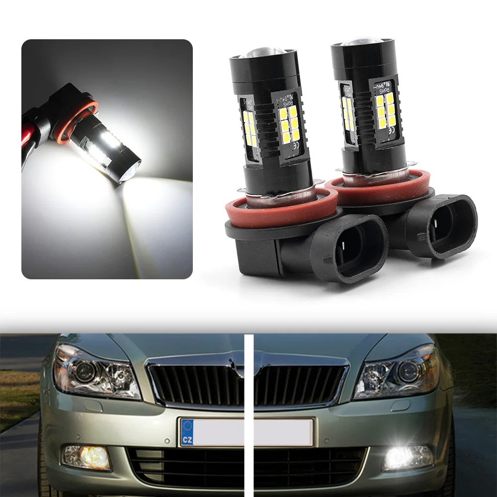 

2x White No Error H8 LED Fog Light Bulb For 2009-2012 Škoda Octavia II Mk2 Facelift LED Driving DRL Daytime Running Light