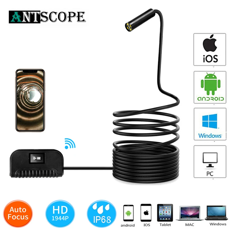 Antscope 1944P HD Водонепроницаемый Wifi эндоскоп камера 5 0 мегапикселей Автофокус мини
