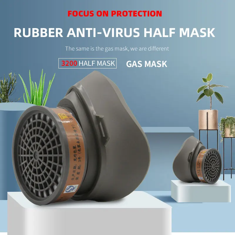 High Quality Respirator Gas Mask TPE Self-priming Protective Mask 3 Colours Against VariousToxic Head-mounted Safety Half Mask