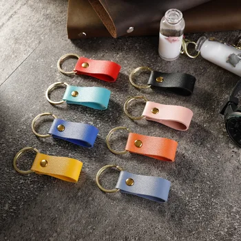 

Original short key foil PU leather keychain belt pendant