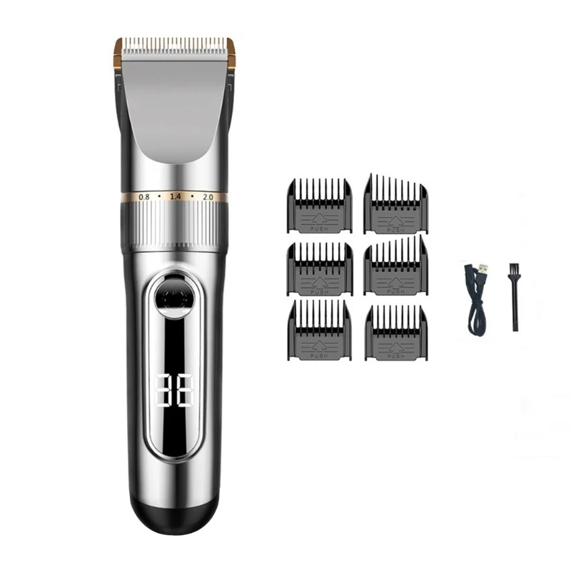 

Rechargeable LCD Digital Display Hair Trimmer Waterproof Hair Clippers Low Noise Hair Cutting Kit Barber Scissors Blade