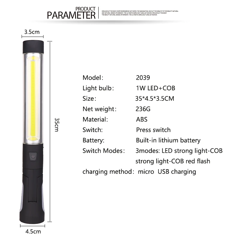 Светодиодный рабочий свет, аккумуляторы, рабочие огни с магнитной основой, поворот на 360 и 3 режима, яркая проверка фонаря