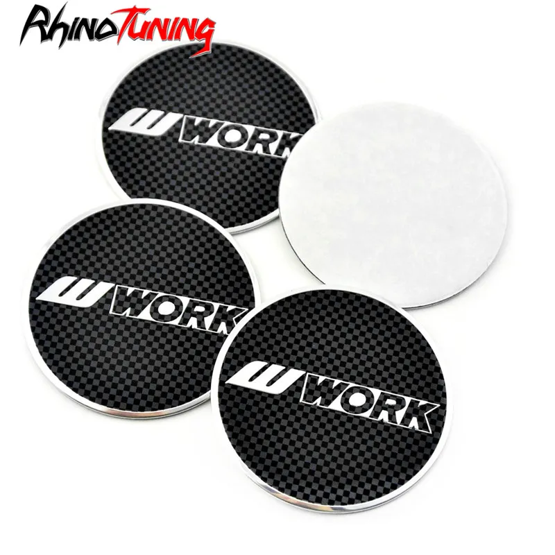 

4PCS 45mm WORK Plaid Wheel Hub Caps Stickers Car Rims Emblem Badge