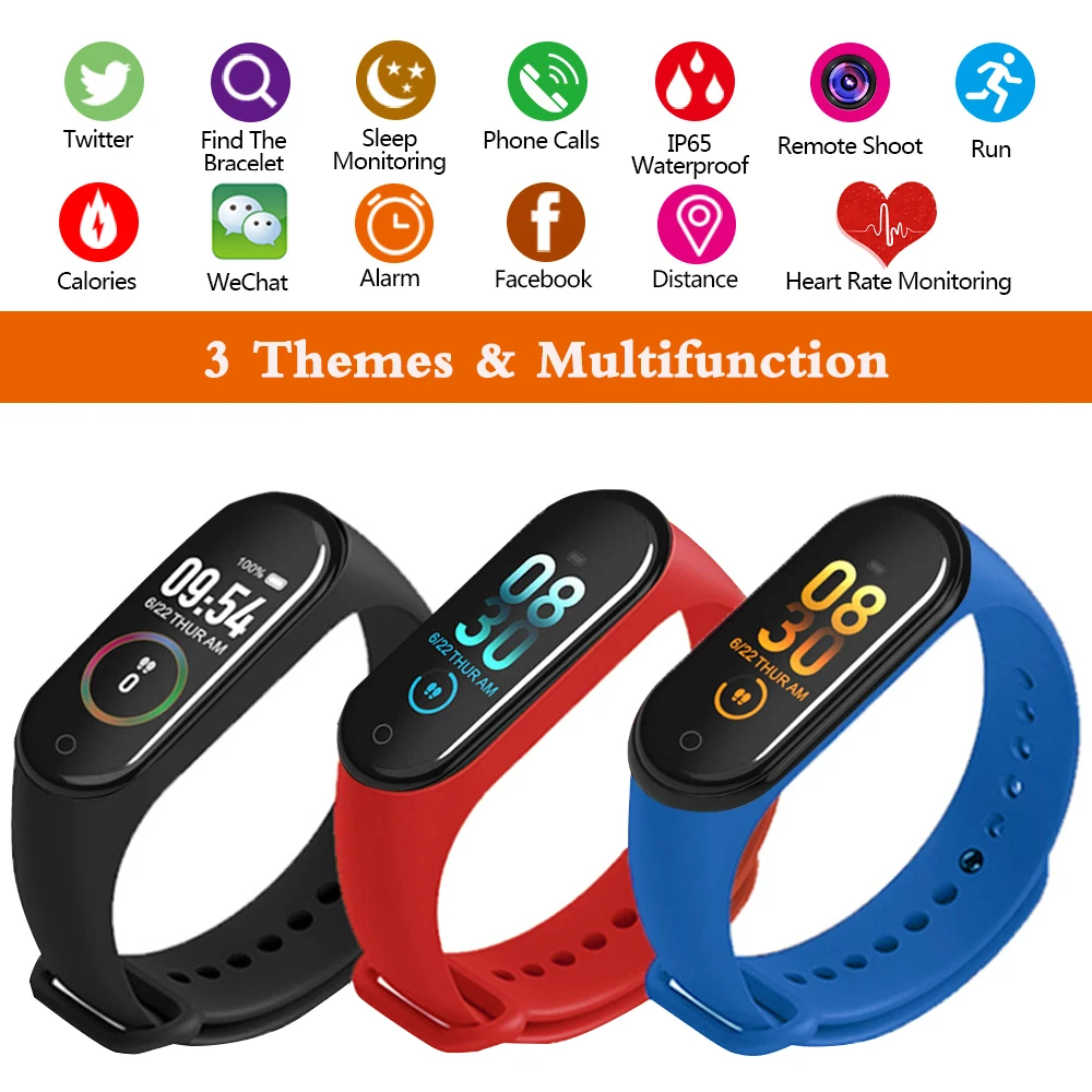 

M4 Smart Wristband Band 4 Bracelet Bluetooth Watch Heart Rate Fitness Sleep Monitor Smart Bracelet Watch Men Women