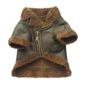 

Leather Velvet Outfits Dogs Thickened Apparel Coat With Zipper