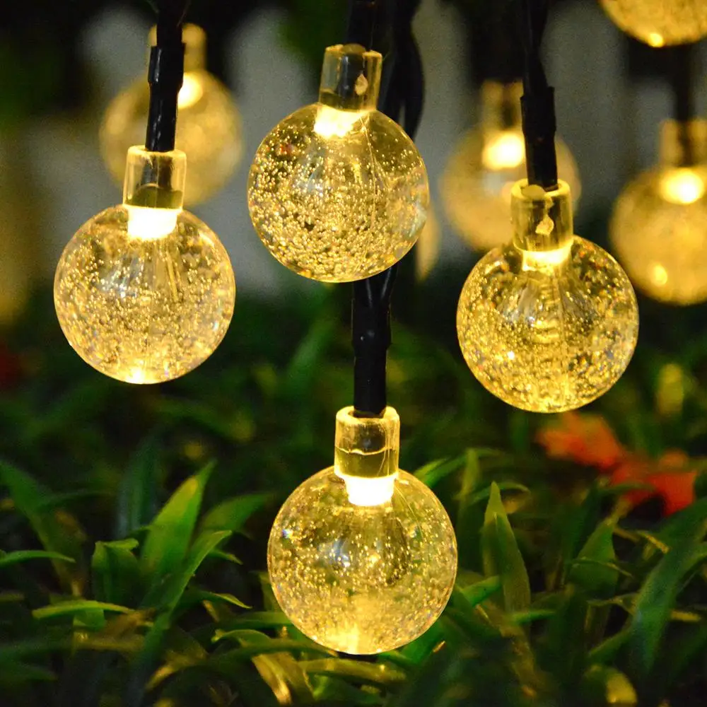 Наружное ландшафтное освещение, светодиодный хрустальный шар, водонепроницаемая солнечная энергия, светящаяся садовая гирлянда, домашний декор, Рождественский свадебный свет