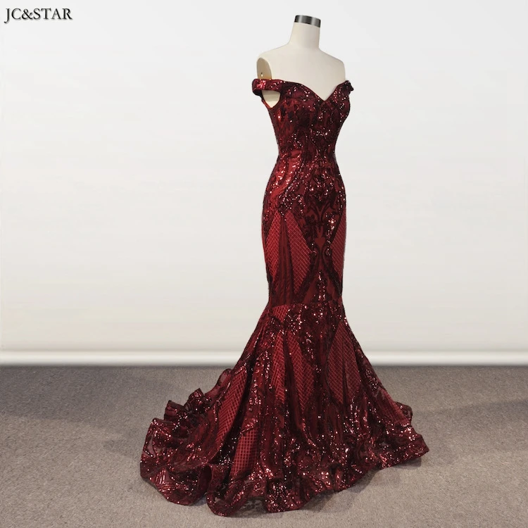 Vestidos de fiesta de noche, новинка, кружевное, с блестками, сексуальное, с v-образным вырезом, с открытыми плечами, бордовое, Русалка, вечерние платья, длинное, бальное платье, abendkleid