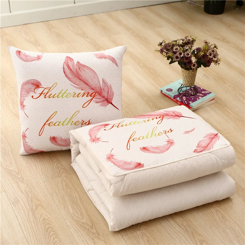 Floating feather Dual Purpose Sofa Cushion Quilt Office Nap Air Conditioner Quilt Multi-Function Folding Cushion UYT Shop - Цвет: Floating feather