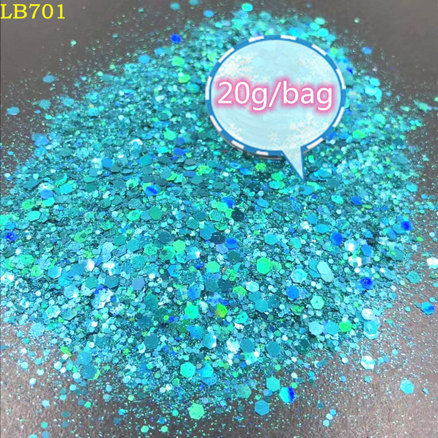 Laser Hexagon Holographic Chunky Glitter Nail Tips Glitter Powder Mermaid  Flakes Sparkly Glitter Resin Crystal mud