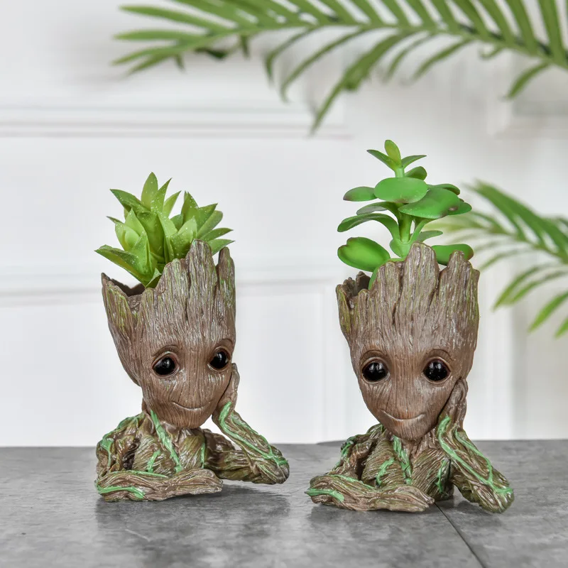 Flower Pot Creative Home Baby Groot Flowerpot Cute Toy Pen Pot Holder PVC Hero Model Baby Tree Man Garden Plant Pot Groot