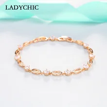 LADYCHIC, Новое поступление, циркониевый браслет с о-образной буквой, изысканный золотой цвет, браслет на свадьбу, День Святого Валентина, ювелирный подарок, LB1017