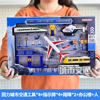 

Children Engineering Vehicle Toys Tuba Simulation Aircraft Fire Engine Toys Vehicle Simulation Automobile Model Suit Toys