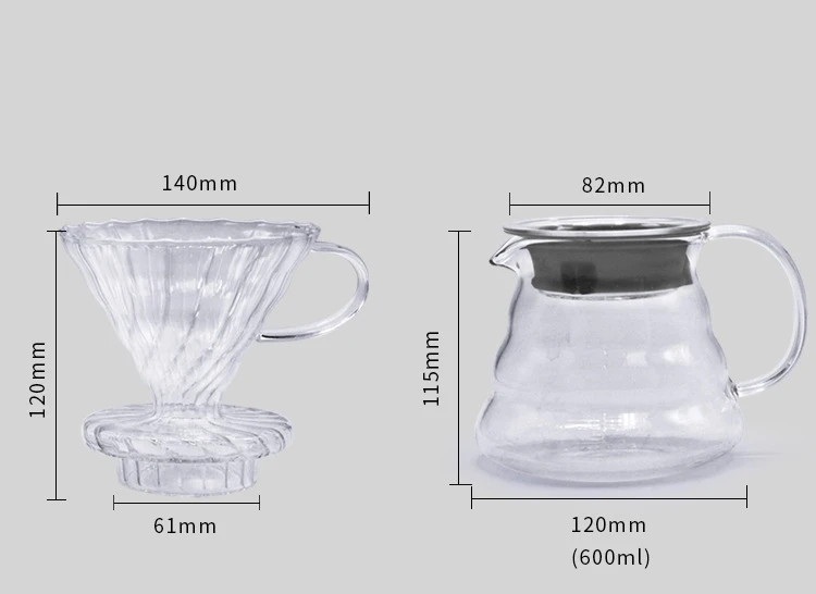 YRP V60 фильтр для кофе стеклянный кофейник 600 мл с крышкой Термостойкое стекло для повторного использования Кофе чайник капельница эспрессо