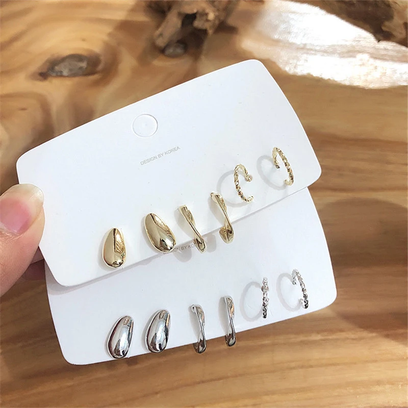 

New Korean 6pcs/set Geometric Irregular Metal Vintage Earring For Women Gifts 2019 Punk Jewelry Temperament Brincos