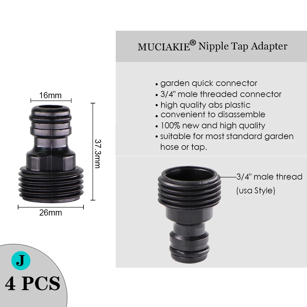 Hd22de72166a249b8a8ae36f9a23f9f0bU MUCIAKIE Variety Style Garden Tap 1/2" 3/4" Male Female Thread Nipple Joint 1/4" Hose Quick Connector Irrigation Water Splitters